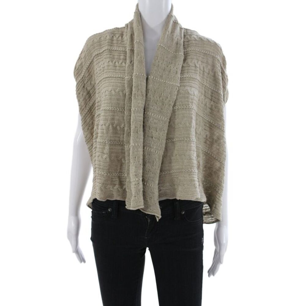 Ballantyne Women Cardigan Cowl Neck Beige Short Sleeve Cotton Size 38